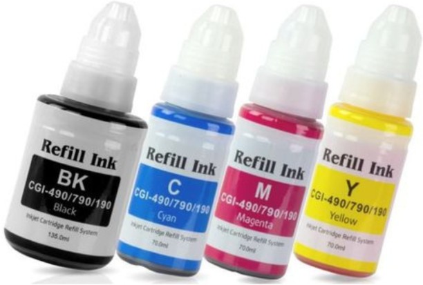 Canon Compatible PGI-490 [B/C/M/Y] Print Inventory Black and Tri Colour Combo Pack Ink Bottle