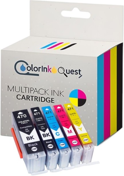 Canon Generic 470XL /471XL Cyan Magenta Yellow Multipack Black and Tri Colour Combo Pack Ink Cartridge