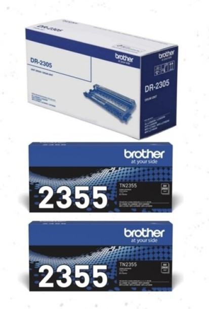 Brother Genuine Brother TN-2355 /DR2305 Toner / Drum Cartridge (2600 PAGES 3PC Black Ink Toner Powder