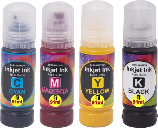 Muggit Sublimation Ink Black and Tri Colour Combo Pack Ink Bottle