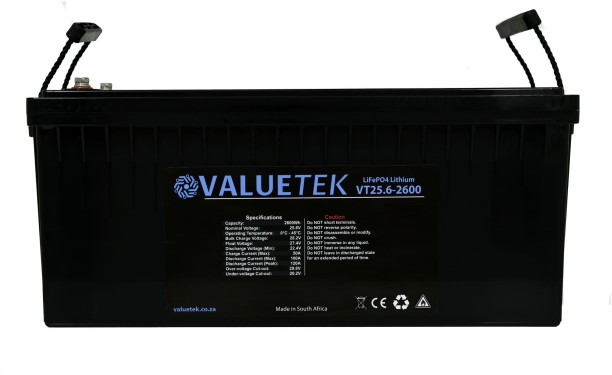 Valuetek 25.6V 100AH Lithium (LiFePO4) Sealed Inverter Battery