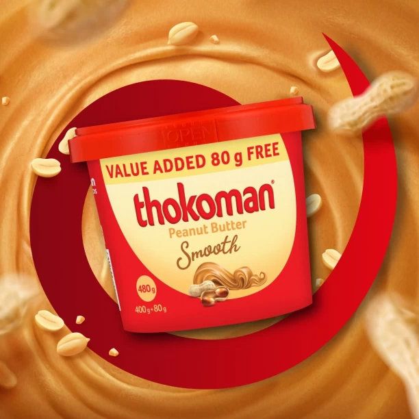 Thokoman Peanut Butter Smooth (6 x 400g+80g Free) 480 g