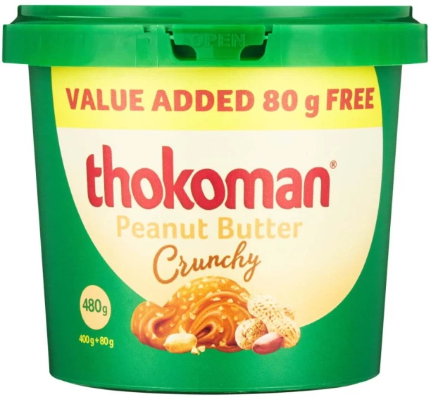 Thokoman Peanut Butter Crunchy (400g+80g Free) 480 g