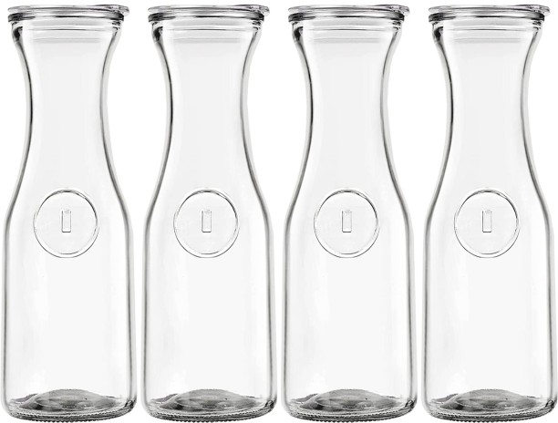 Cart in Mart 4 Pack Clear 1L Glass Carafe With Lid 1 l Glass Water Jug