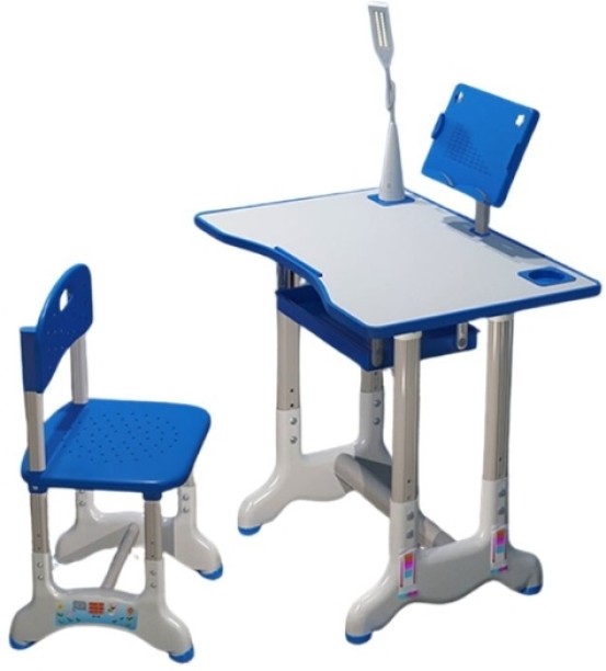 Sammag Children’s Desk Chair Set, Height Adjustable Student Desk with Lamp Metal Activity Table