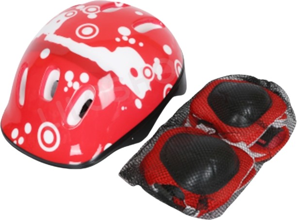 Generic Safety Helmet and Red Pinch Set Skating Kit