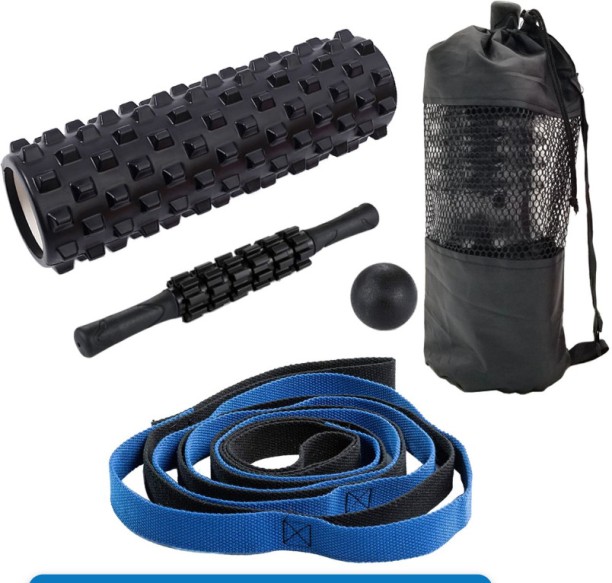 HOME GYM Foam Roller Set:Foam Roller, Muscle Roller Stick, Strap, Massage Ball & Bag Gym & Fitness Kit