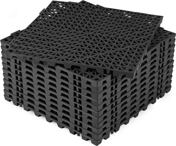Fine Living Ulti Max PP 30*30cm Interlocking Tiles - 9pc - Black Fitness Accessory Kit