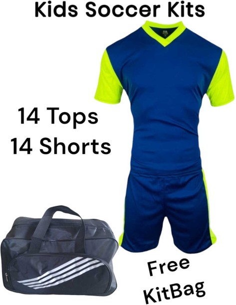 Tradesia Kids Soccer Kits: 14 Tops/14 Shorts for 13-16 Years with Free Team Bag Football & Fitness Kit