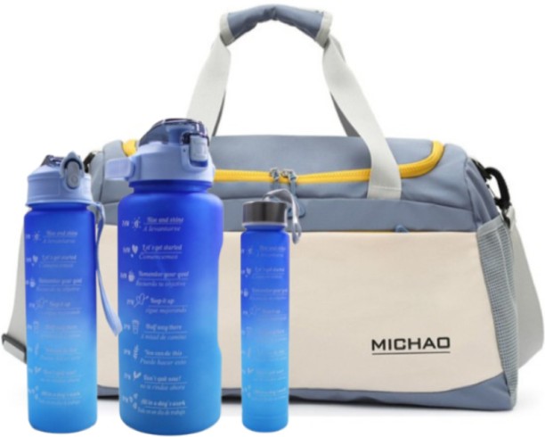 HOME GYM Sports Gym Travel Duffel Bag & 3Piece Water Bottle - Blue Gym & Fitness Kit
