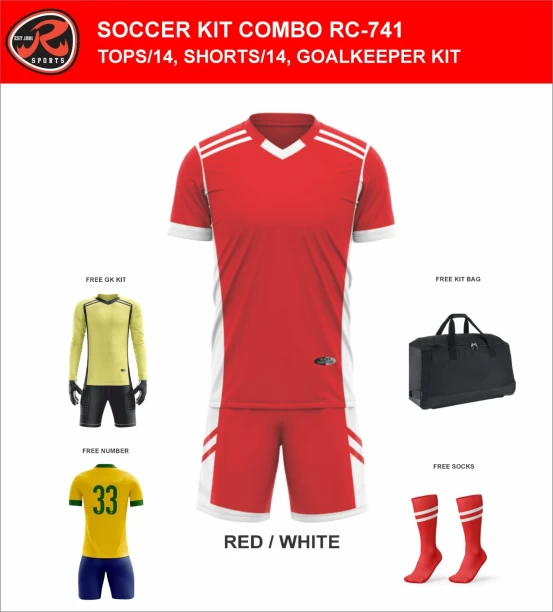 Ronex Soccer Kit-Full Team Combo Rc-741 (Adult) Football Kit