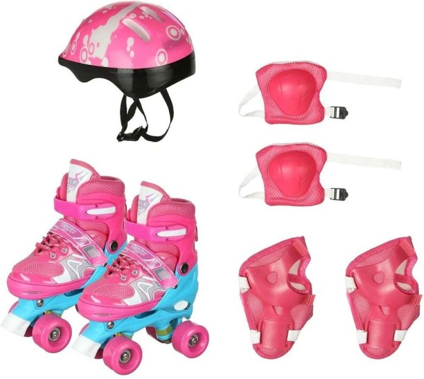 Toyz N Tingz Roller Skates Set with Helmet for Children - Pink Skating Kit