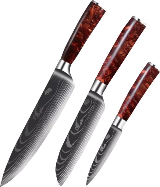 Soshida 3 Piece Stainless Steel Chefs Japanese Modern Knife Set