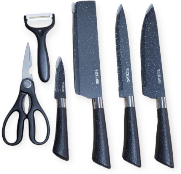 Non-Stick Black Stainless Steel Kitchen Knife Set 6 Pcs 1 Piece Stainless Steel Multipurpose FOR0026