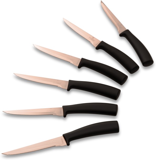 Berlinger Haus 6 Piece Stainless Steel Multipurpose 6-Piece Steak Knife Set - Black Rose