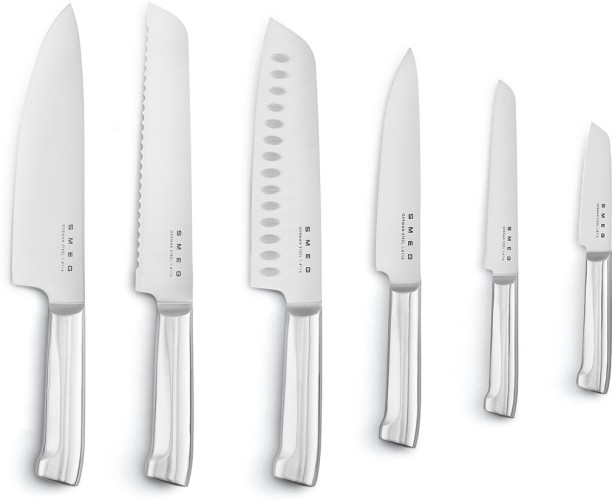 SMEG 6 Piece Stainless Steel Bread, Paring, Carving, Chefs, Utility, Steak KBSF02CR
