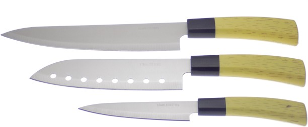 HomewareOnline 3 Piece Stainless Steel, Plastic Chefs, Utility, Multipurpose 3pcs Knife Set Plastic Handle
