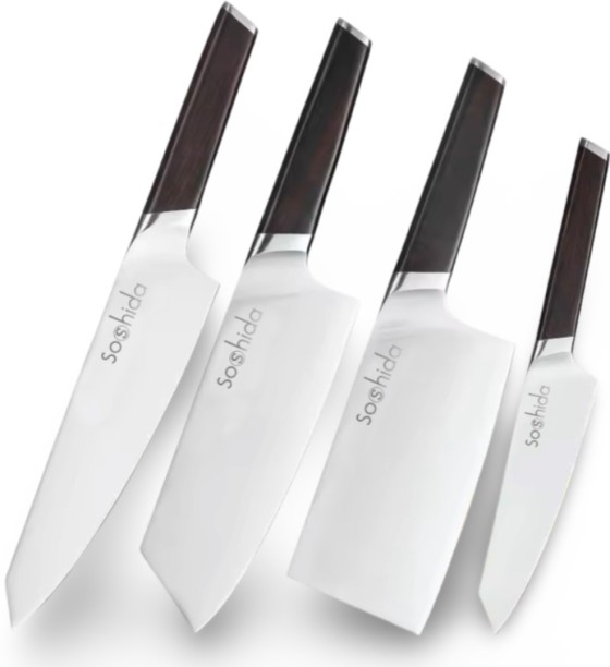 Soshida 4 Piece Steel Chefs Supreme Kitchen Knife Set