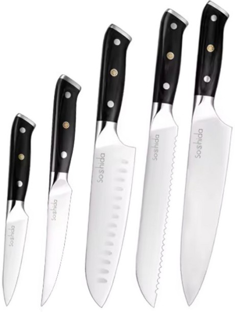 Soshida 5 Piece Stainless Steel Chefs Ultra Knife Set