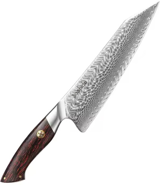 Soshida 1 Piece Steel Chefs ApexPro 73 Layer Damascus 8.5” Chef Knife