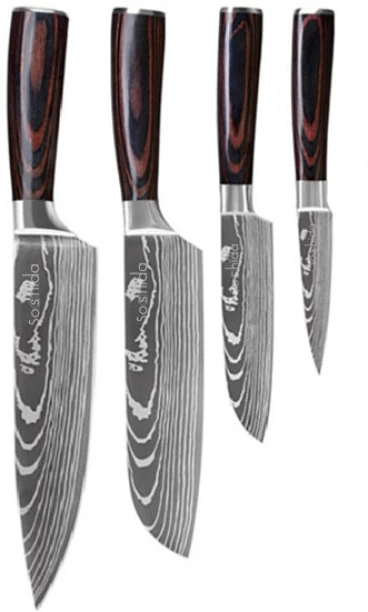 Soshida 4 Piece Stainless Steel Chefs Japanese Knife Set