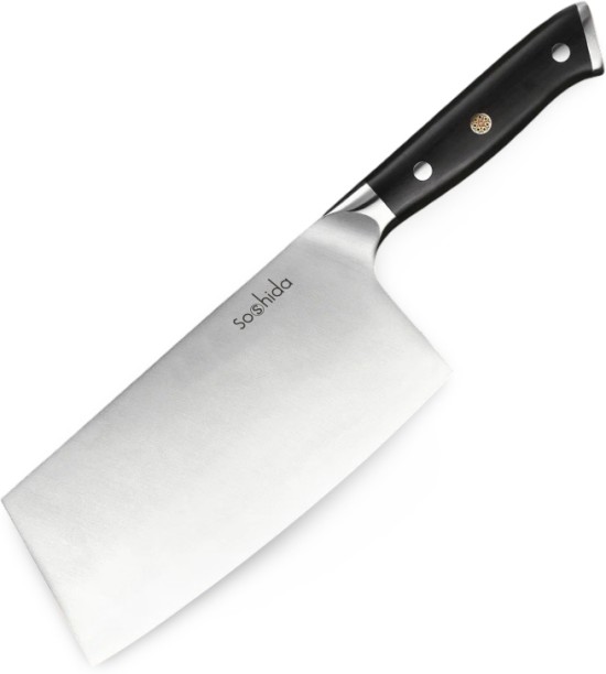 Soshida 1 Piece Steel Cleaver Ebony Cleaver Knife