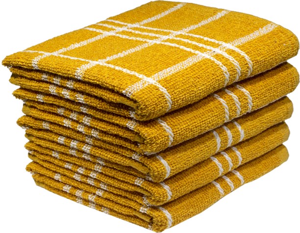 Bunty's Kitchen Towel Kitchen Towel - Design 2449 - 037x056cms - (05 Pc Pack) Yellow Cloth Napkins