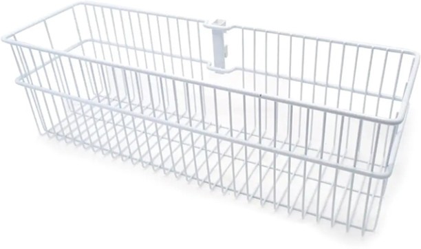 WOODLY Double Slot Wallband Wire Basket, White, 435mm x 135mm x 140mm Steel Organizer Kitchen Rack