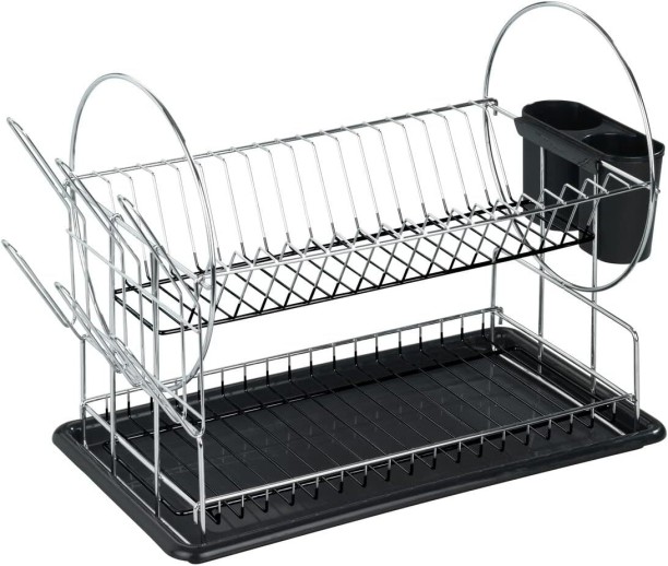 Decorum & Co Cascade Dish Rack Steel, Plastic Dish Drying Kitchen Rack