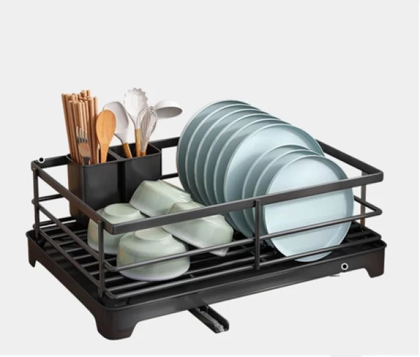 top sale trader Multi-functional Black Dish Drainer & Kitchen Utensil Organizer - AB-143 Steel Dish Drainer Kitchen Rack