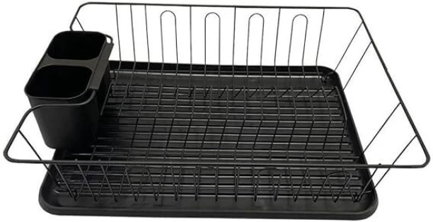 Perfect Dealz Dish Rack Drainer With Drip Tray and Cutlery Holder Steel Dish Drainer Kitchen Rack