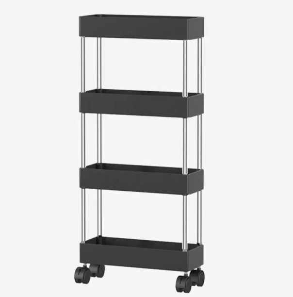 Generic Kitchen 4-Tier Rolling Slim Sliding Mobile Bathroom Kitchen Storage Cart With Wheels storage rank organizer cart Plastic, Steel Organizer Kitchen Rack