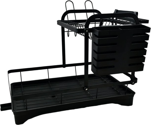 2 Layer Dish Drying Rack with Cutlery Holder & Drain Tray AY389-014 Steel Dish Drying Kitchen Rack