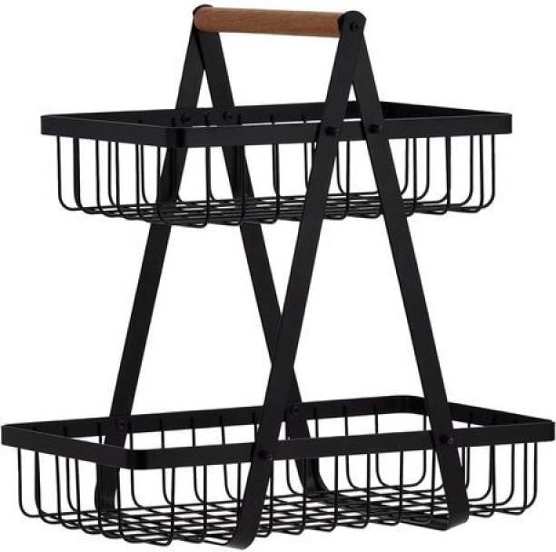 TGT- 2-Tier Home Storage Rack Suitable For Fruits,Vegetables,Snacks For Home Steel Fruits/Vegetables Kitchen Rack