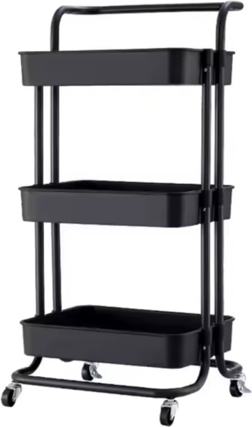 Generic FU-101 Three-Tier Multifunctional Trolley Plastic, Steel Organizer Kitchen Rack