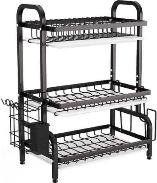 SA TRADE Multipurpose 3 Layer Elegant Dish Rack Steel Dish Drying Kitchen Rack