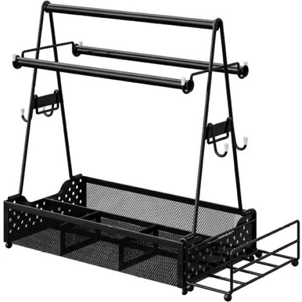 TGT- Metal Kitchen Utensils Organiser Caddy Rack With Tissue & Cuttlery Holder Aluminium Utensil Kitchen Rack