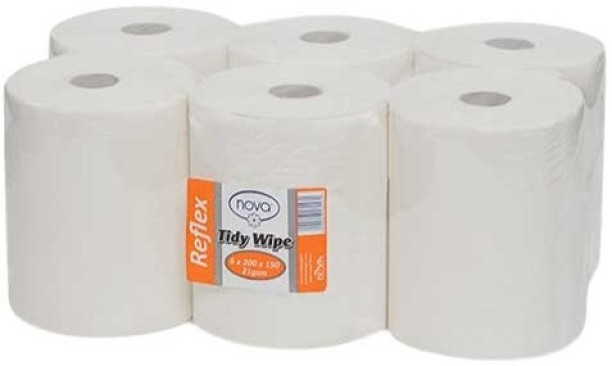 Nova Virgin Tidy Wipes Jumbo Rolls (Reflex) 6X200X150m 21gsm