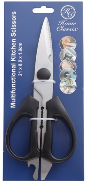 Home Classix Kitchen Scissors Black Handle 21x8.8x1.8cm (1 PC) Stainless Steel All-Purpose Scissor