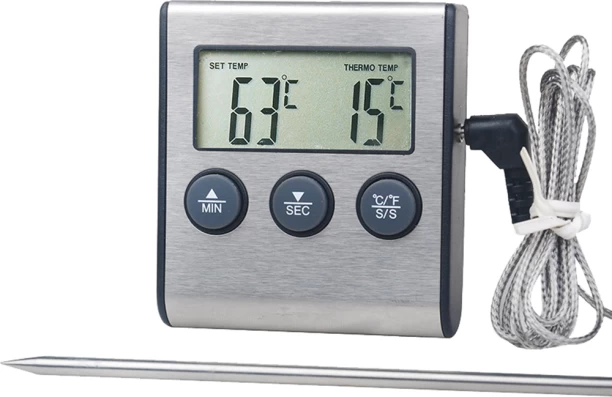 ALANES Multi-function Digital Grill BBQ Oven Meat Thermometer/Timer Thermometer with Fork Kitchen Thermometer