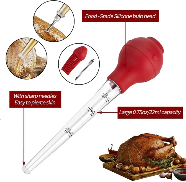 ALANES Roaster Turkey Baster with Baster Needle & Sauce Brush for Cooking Baking 100 g Roaster