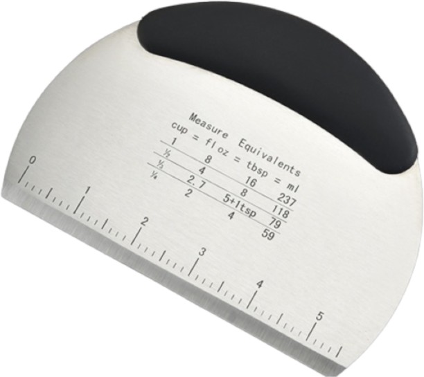 Crockery Centre Dough Scraper Cutter 15Cm Ss Oval With Black Grip Handle Steel Cutter Kitchen Tool Set