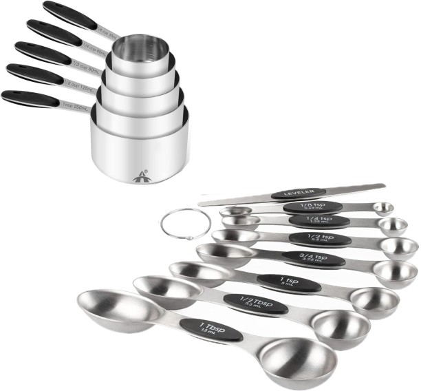 ALANES Measuring Cups and Spoons Set Kitchen Gadgets for Cooking Baking Steel Cooking Spoon, Measuring Jug Kitchen Tool Set
