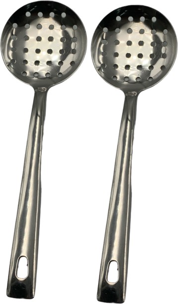 Crockery Centre 2 Piece Skimmer 26Cm Round Stainless Steel Steel Skimmer Kitchen Tool Set
