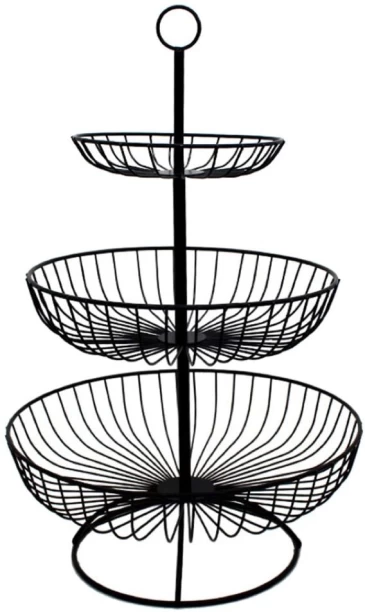 The Good Sport Home Kitchen Fruit 3-Tier Simple Basket 47cm - Black Silicone Glove Kitchen Tool Set