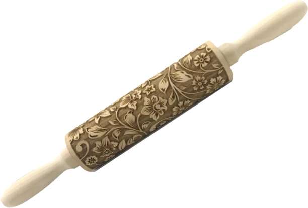 ALANES Wooden 3D Flower Pattern Engraved Rolling Pins for Baking Wood Rolling Pin Kitchen Tool Set