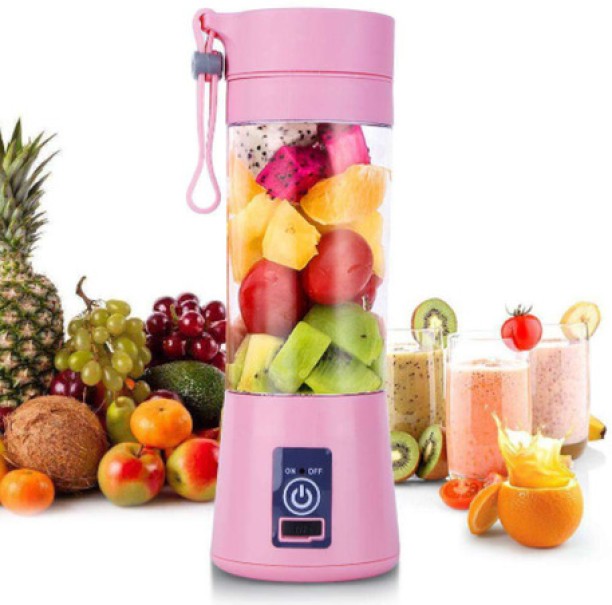 DEALS ONLINE Rechargeable USB Mini Portable Electric Fruit Juicer Blender Smoothie Maker - Pink Plastic Juicer Kitchen Tool Set