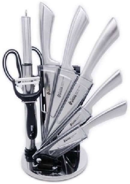 joburgdeals 9 Piece Knives Sets with Acrylic Knives Stands Silicone Knife Kitchen Tool Set