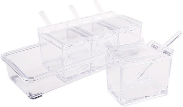 ALANES Separable Acrylic Seasoning Boxes & Rack Set Plastic Measuring Jug Kitchen Tool Set