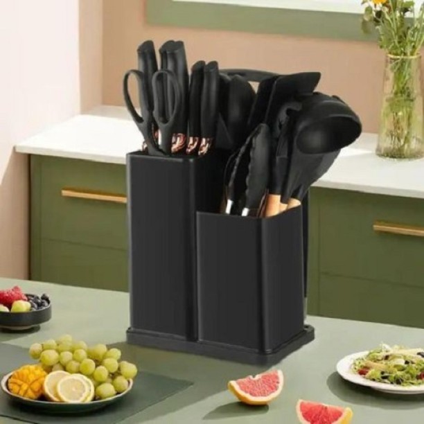 Deals online Kitchen Utensil Set 19 Piece Silicone - Non-Stick Cooking Tools Kit Steel Food Clips Kitchen Tool Set